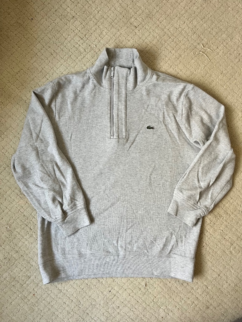 Lacoste Grey 1/4 Zip Sweatshirt M/L Classic Sporty Preppy Old Money Aesthetic